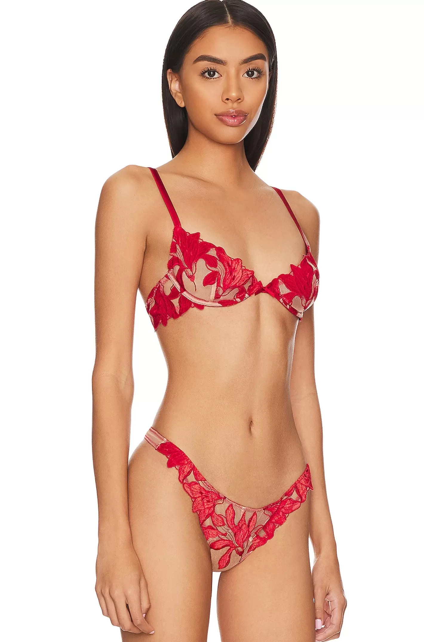 Velvet Lily Embroidery Demi Bra>fleur du mal Fashion