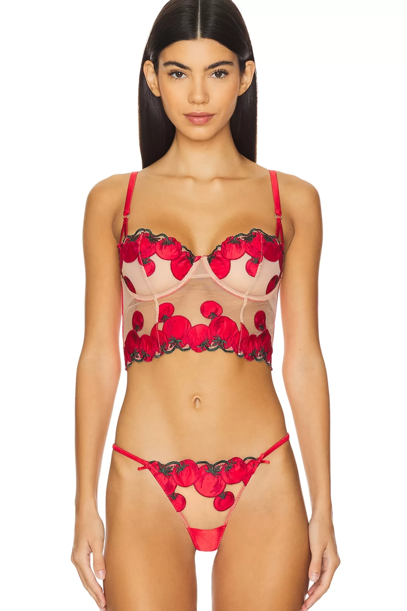 x REVOLVE Tomato Embroidery Longline Bra>fleur du mal Flash Sale