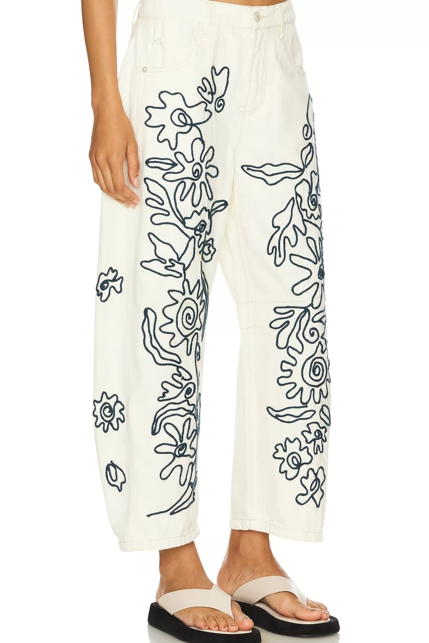 x We The Free Soutache Good Luck Barrel Jean In Ivory Combo>Free People Cheap