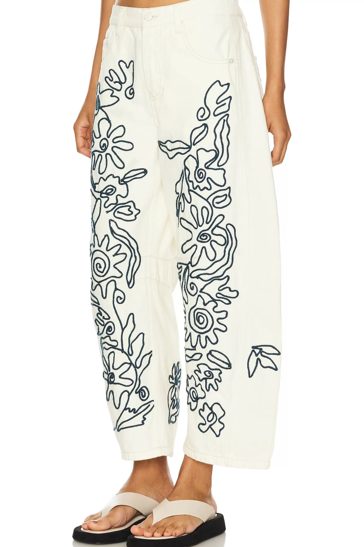 x We The Free Soutache Good Luck Barrel Jean In Ivory Combo>Free People Cheap