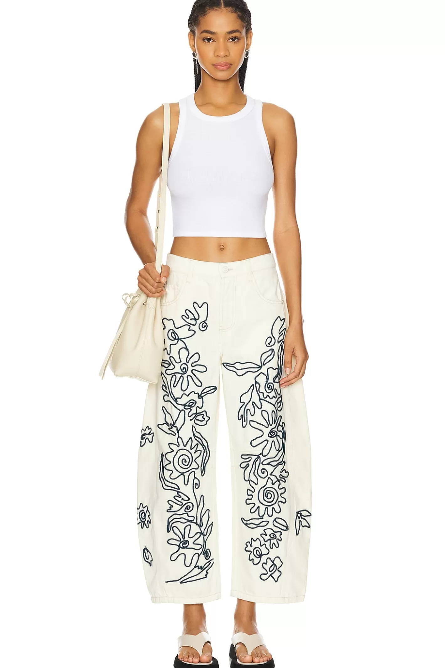x We The Free Soutache Good Luck Barrel Jean In Ivory Combo>Free People Cheap